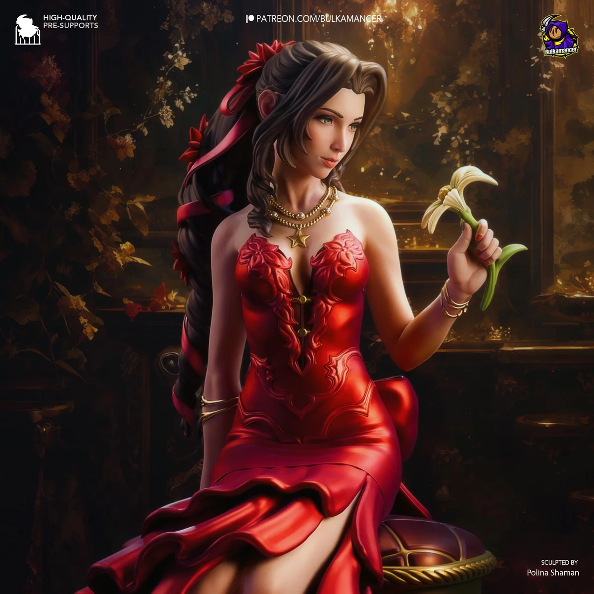 Aerith Gainsborough Flower Girl Cetra - Final Fantasy VII FF7 Unpainted Resin Figurine Kit - 1/8 Scale 177mm 7.0in - 3D Printed Statue — 4/10