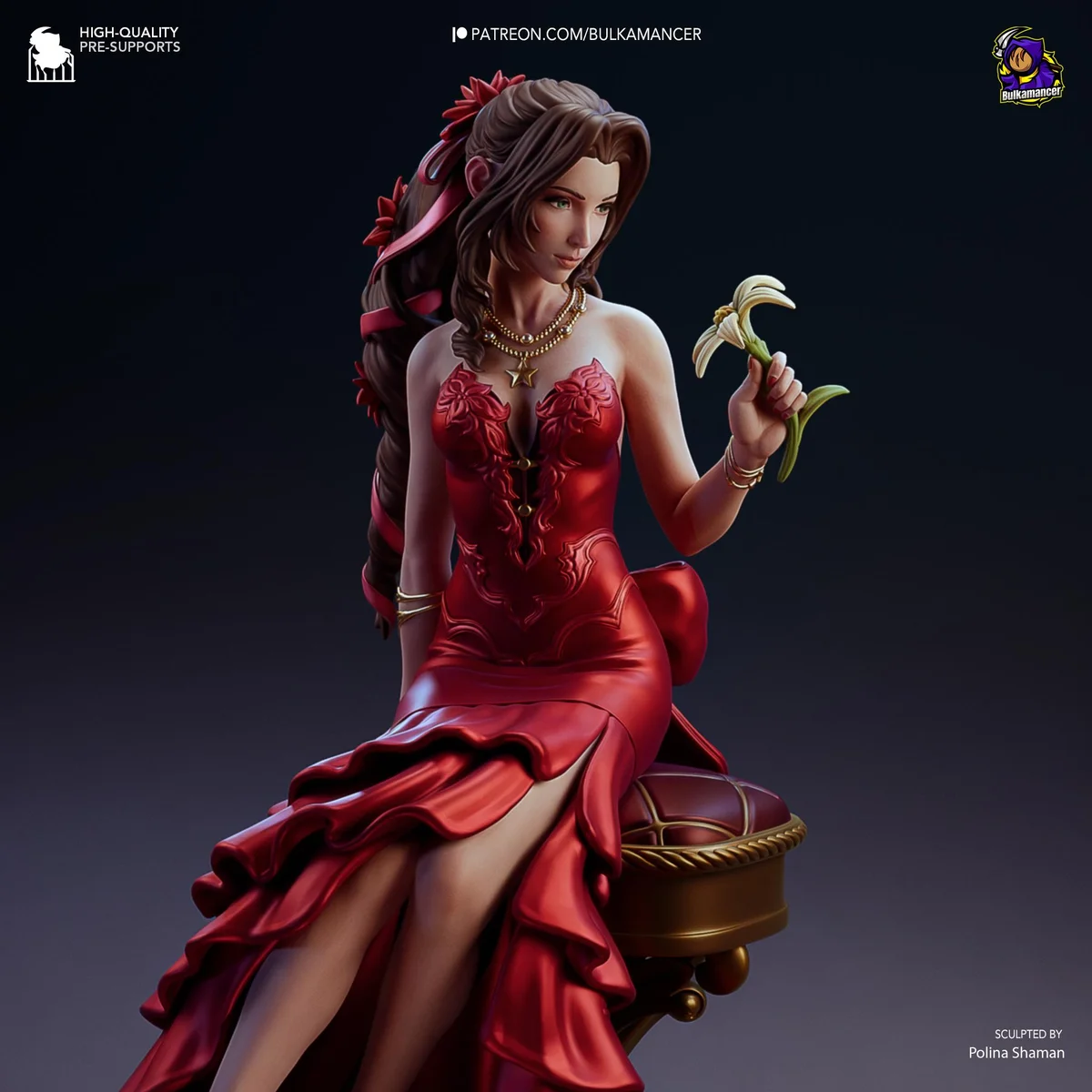 Aerith Gainsborough Flower Girl Cetra - Final Fantasy VII FF7 Unpainted Resin Figurine Kit - 1/8 Scale 177mm 7.0in - 3D Printed Statue — 5/10