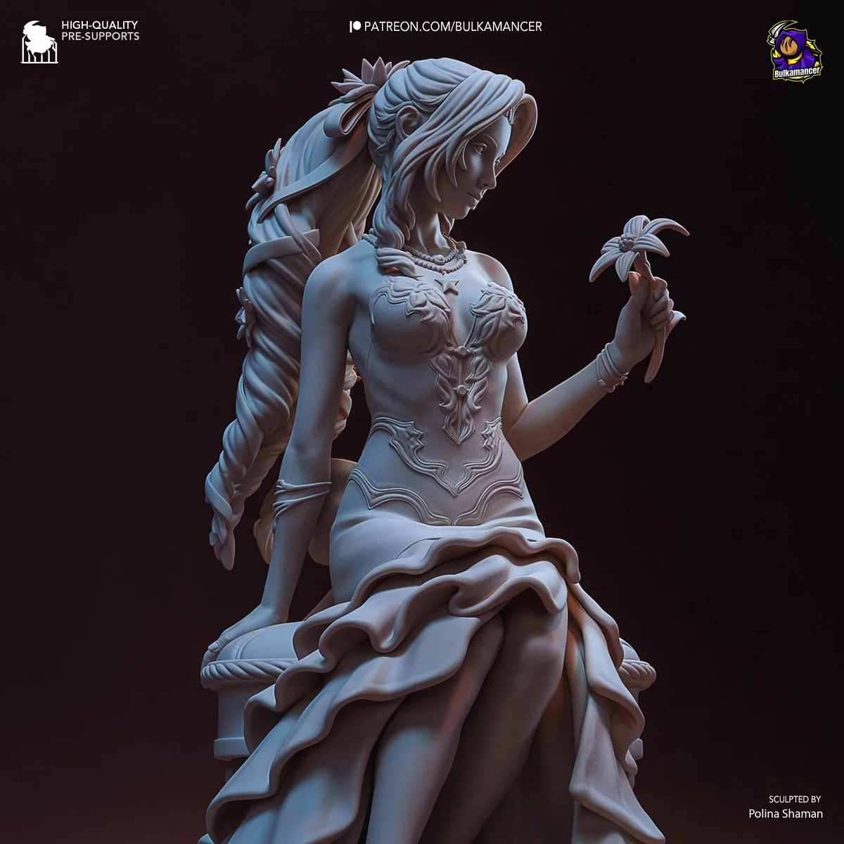 Aerith Gainsborough Flower Girl Cetra - Final Fantasy VII FF7 Unpainted Resin Figurine Kit - 1/8 Scale 177mm 7.0in - 3D Printed Statue — 9/10