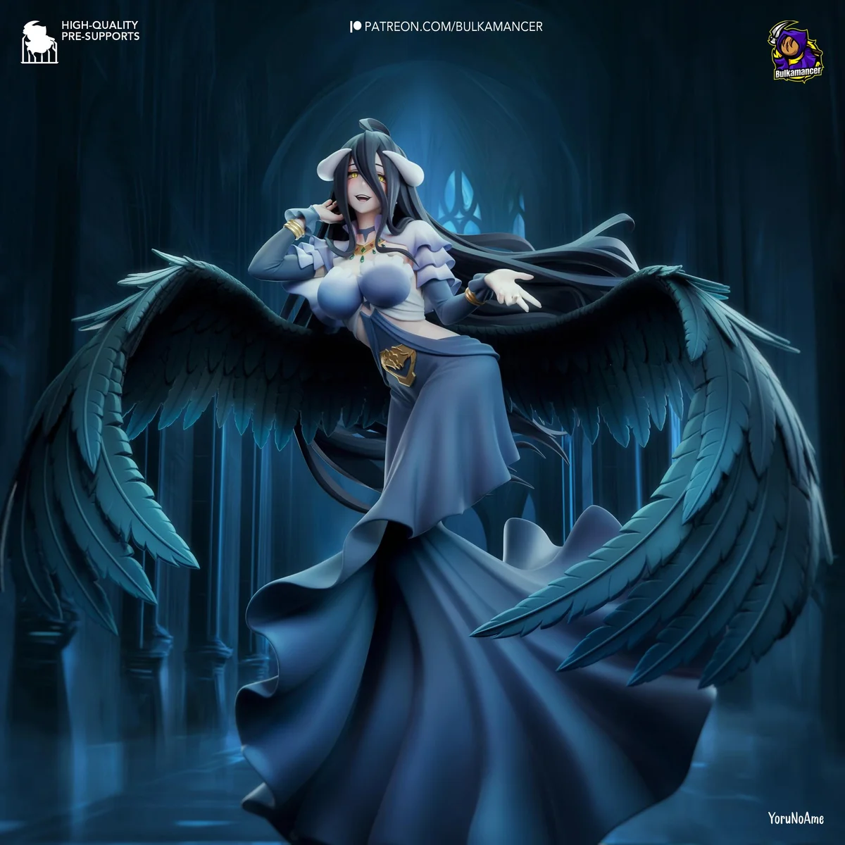 Albedo Succubus Overseer - Overlord Anime Unpainted Resin Figurine Kit - 1/8 Scale 224mm 8.8in - 3D Printed Statue Fan Art — 1/10
