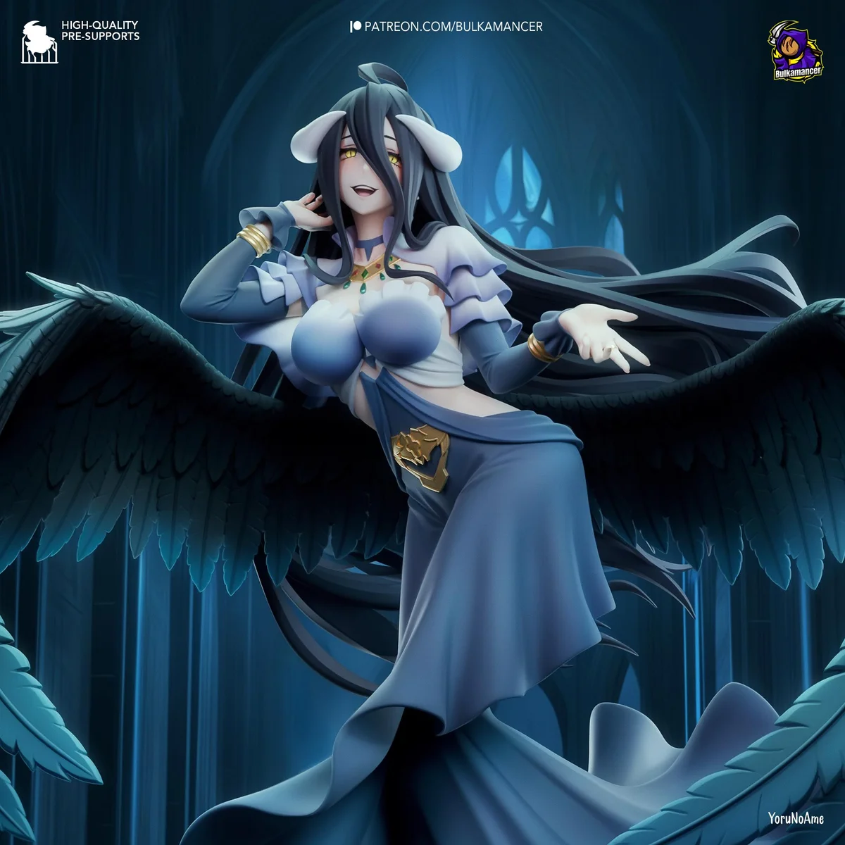 Albedo Succubus Overseer - Overlord Anime Unpainted Resin Figurine Kit - 1/8 Scale 224mm 8.8in - 3D Printed Statue Fan Art — 4/10