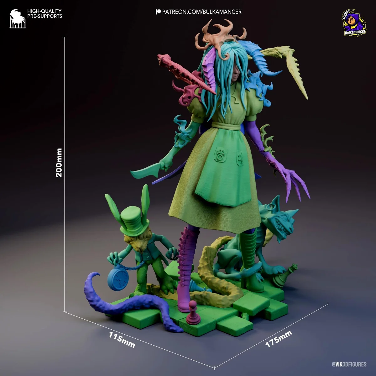 Alice Horror Wonderland - American McGee's Alice Madness Returns Unpainted Resin Figurine Kit - 1/8 Scale 200mm 7.9in - 3D Printed Statue — 2/10