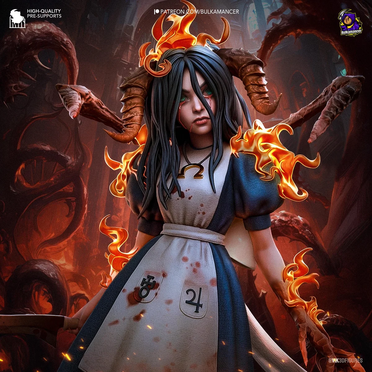 Alice Horror Wonderland - American McGee's Alice Madness Returns Unpainted Resin Figurine Kit - 1/8 Scale 200mm 7.9in - 3D Printed Statue — 4/10