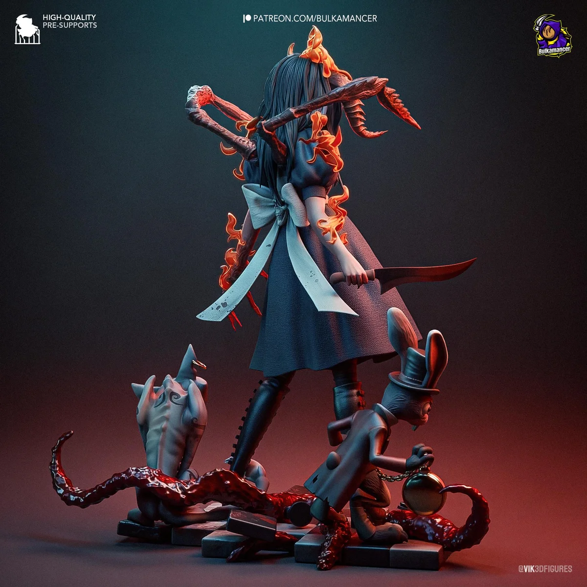 Alice Horror Wonderland - American McGee's Alice Madness Returns Unpainted Resin Figurine Kit - 1/8 Scale 200mm 7.9in - 3D Printed Statue — 8/10