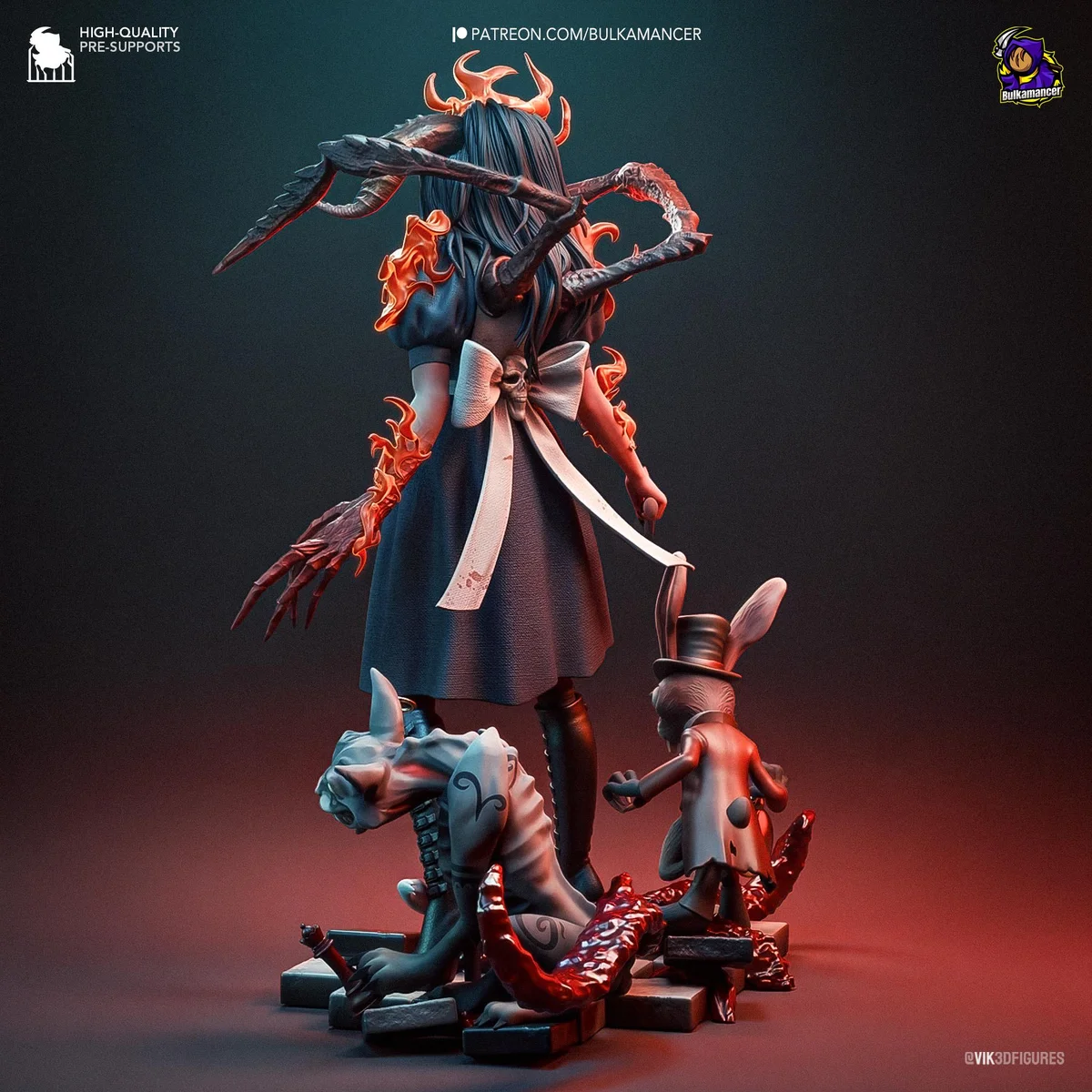 Alice Horror Wonderland - American McGee's Alice Madness Returns Unpainted Resin Figurine Kit - 1/8 Scale 200mm 7.9in - 3D Printed Statue — 9/10