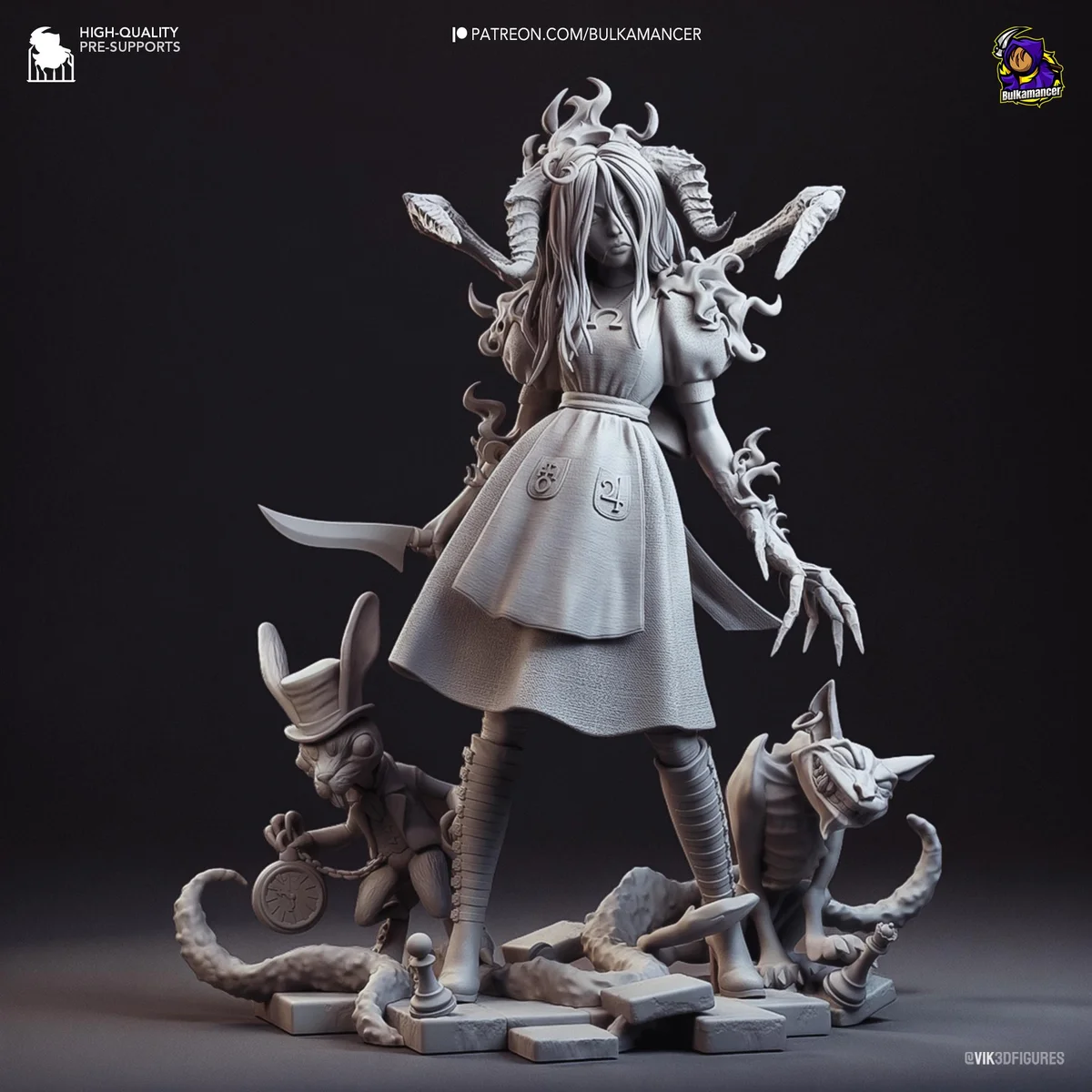 Alice Horror Wonderland - American McGee's Alice Madness Returns Unpainted Resin Figurine Kit - 1/8 Scale 200mm 7.9in - 3D Printed Statue — 10/10