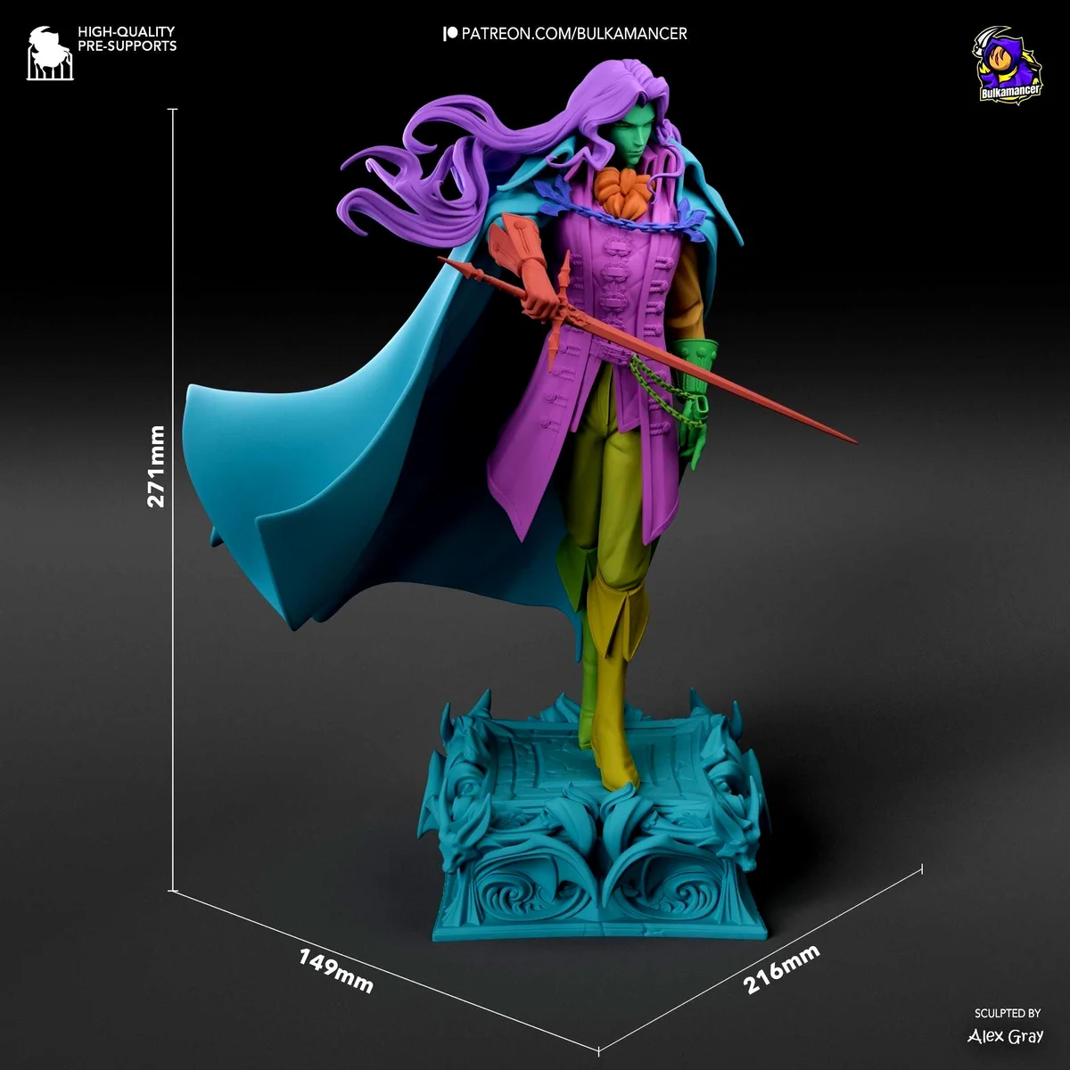 Alucard Dhampir Vampire Hunter - Castlevania Symphony of the Night Unpainted Resin Figurine Kit - 1/8 Scale 271mm 10.7in - 3D Printed Statue — 2/10
