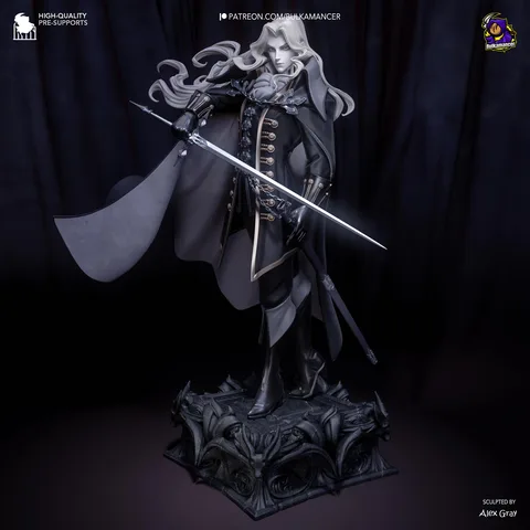 Alucard Dhampir Vampire Hunter - Castlevania Symphony of the Night Unpainted Resin Figurine Kit - 1/8 Scale 271mm 10.7in - 3D Printed Statue