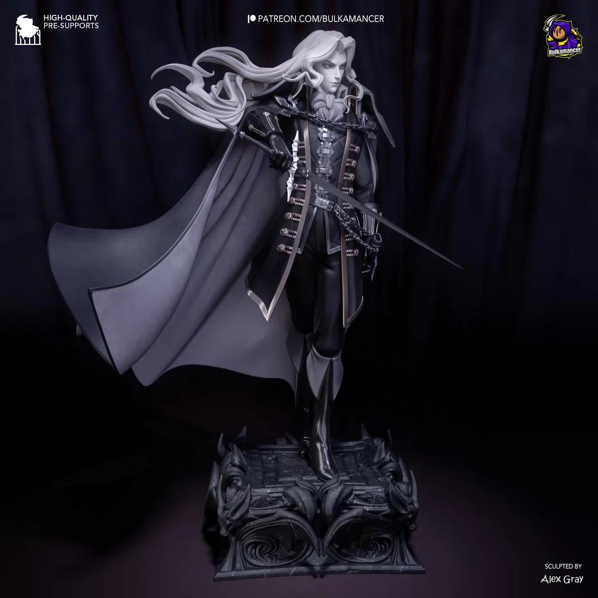 Alucard Dhampir Vampire Hunter - Castlevania Symphony of the Night Unpainted Resin Figurine Kit - 1/8 Scale 271mm 10.7in - 3D Printed Statue — 7/10