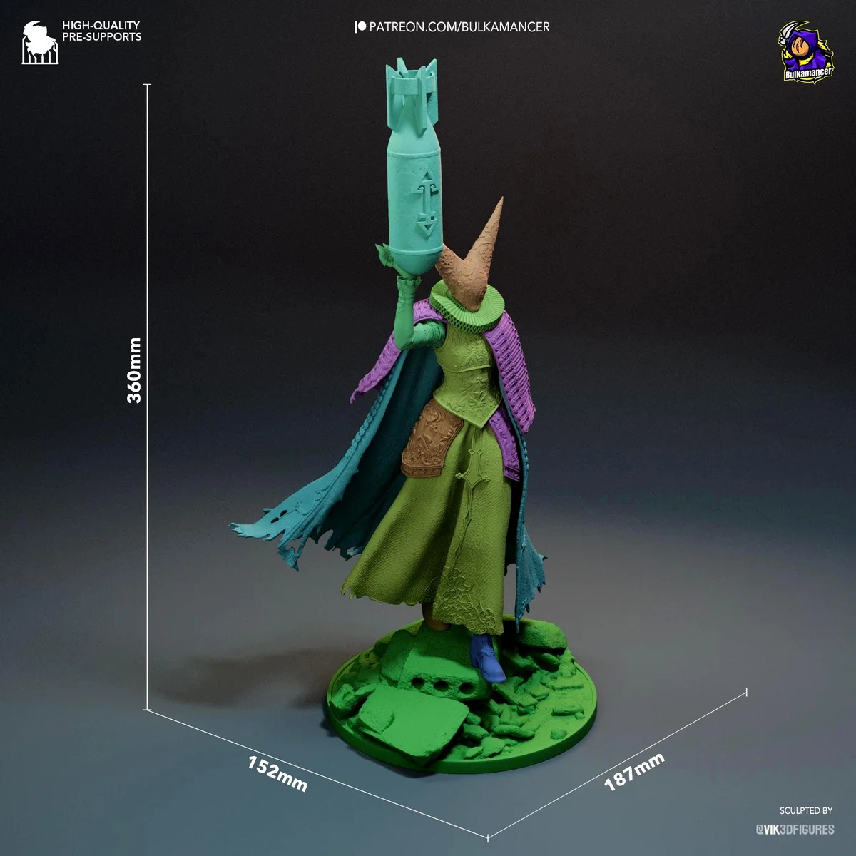 Artillery Witch Wargame Miniature - Trench Crusade Unpainted Resin Figurine Kit - 1/8 Scale 360mm 14.2in - 3D Printed Statue Fan Art — 2/10