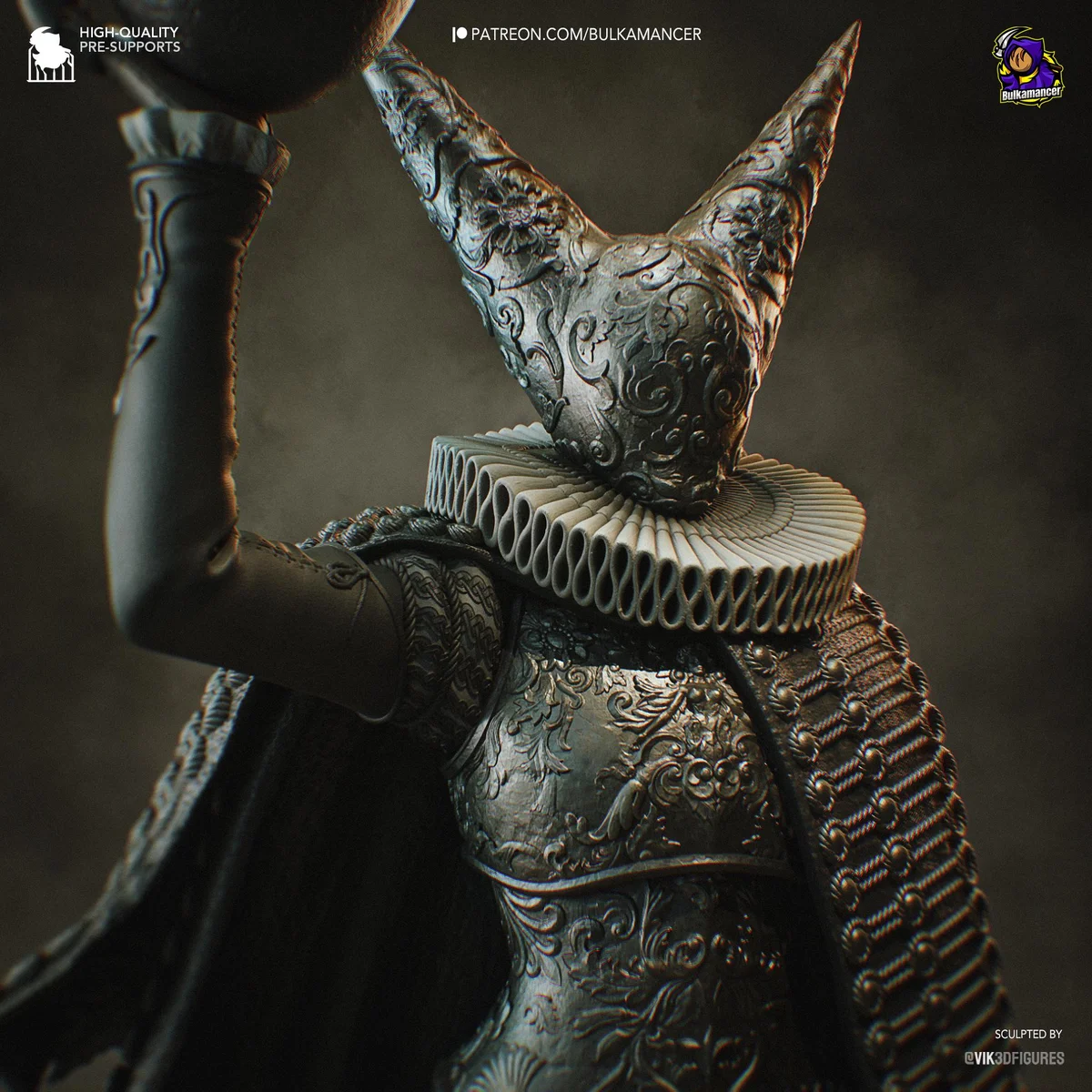 Artillery Witch Wargame Miniature - Trench Crusade Unpainted Resin Figurine Kit - 1/8 Scale 360mm 14.2in - 3D Printed Statue Fan Art — 5/10