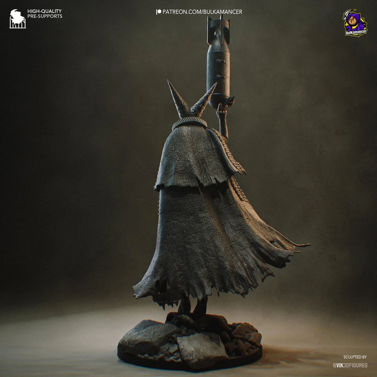 Artillery Witch Wargame Miniature - Trench Crusade Unpainted Resin Figurine Kit - 1/8 Scale 360mm 14.2in - 3D Printed Statue Fan Art — 8/10