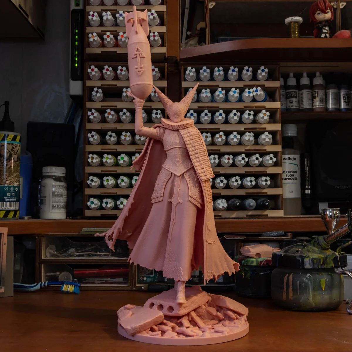 Artillery Witch Wargame Miniature - Trench Crusade Unpainted Resin Figurine Kit - 1/8 Scale 360mm 14.2in - 3D Printed Statue Fan Art — 9/10