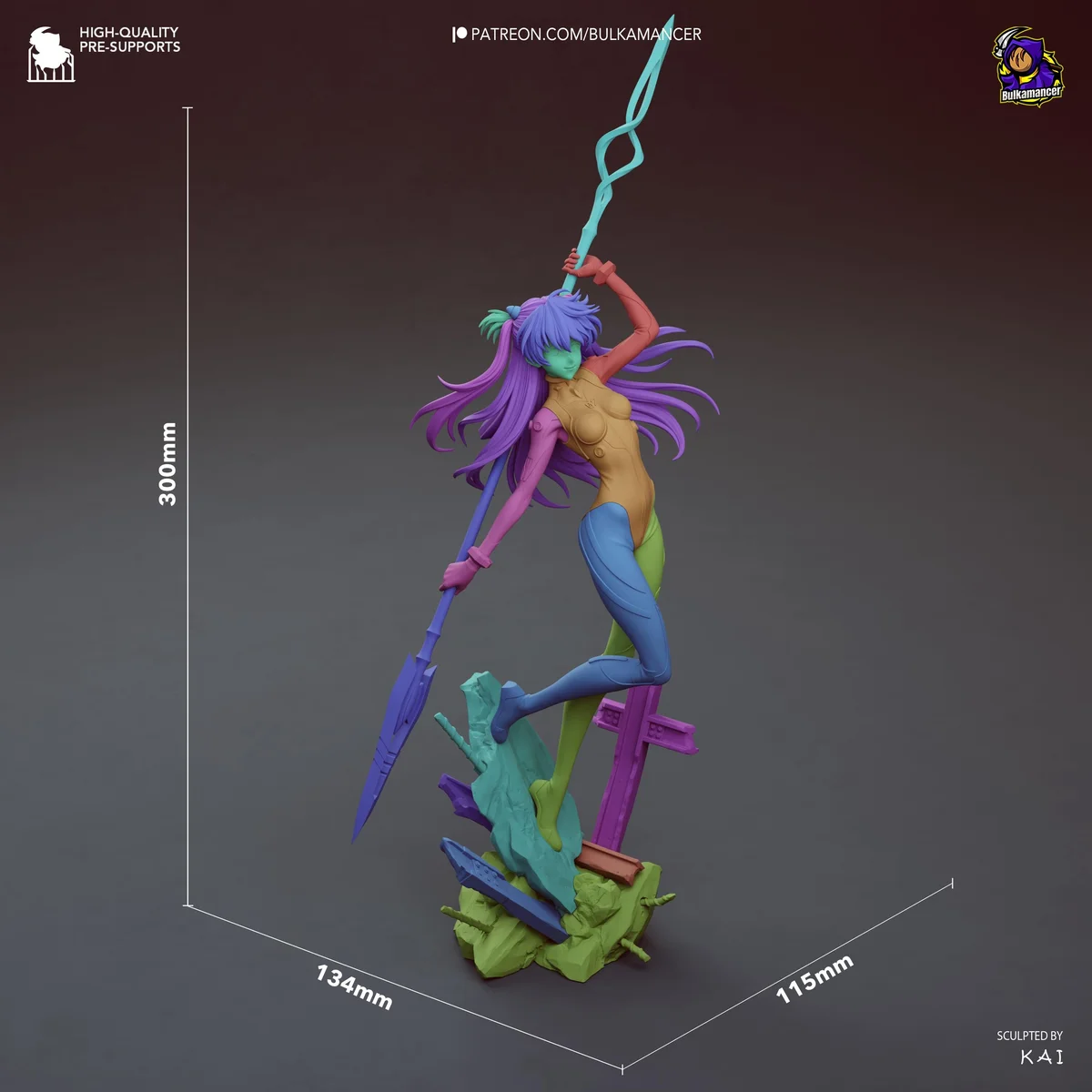 Asuka Langley Plugsuit Pilot - Evangelion Unpainted Resin Figurine Kit - 1/8 Scale 300mm 11.8in - 3D Printed Statue Fan Art — 2/10