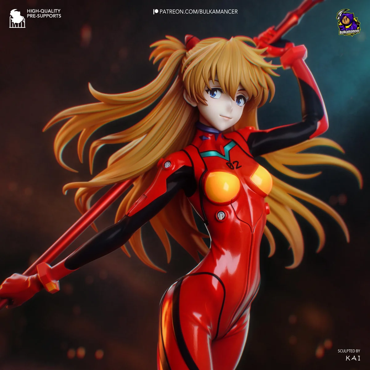 Asuka Langley Plugsuit Pilot - Evangelion Unpainted Resin Figurine Kit - 1/8 Scale 300mm 11.8in - 3D Printed Statue Fan Art — 4/10