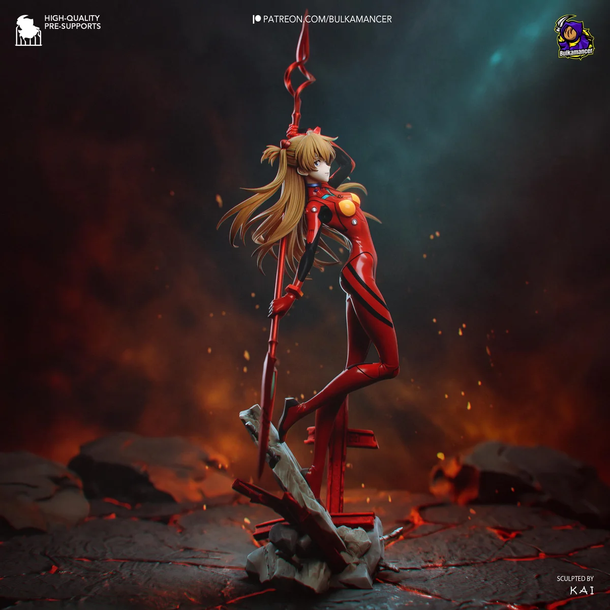 Asuka Langley Plugsuit Pilot - Evangelion Unpainted Resin Figurine Kit - 1/8 Scale 300mm 11.8in - 3D Printed Statue Fan Art — 7/10