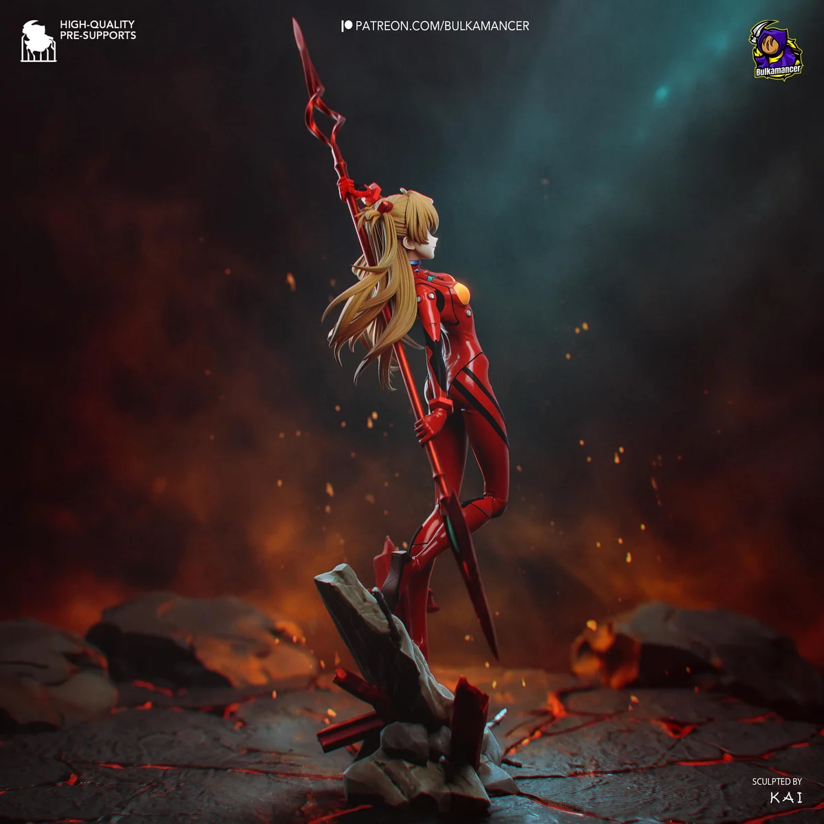 Asuka Langley Plugsuit Pilot - Evangelion Unpainted Resin Figurine Kit - 1/8 Scale 300mm 11.8in - 3D Printed Statue Fan Art — 8/10