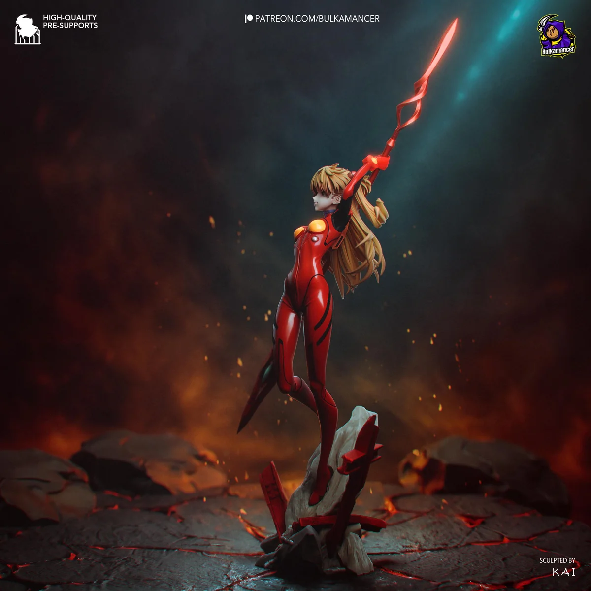 Asuka Langley Plugsuit Pilot - Evangelion Unpainted Resin Figurine Kit - 1/8 Scale 300mm 11.8in - 3D Printed Statue Fan Art — 9/10