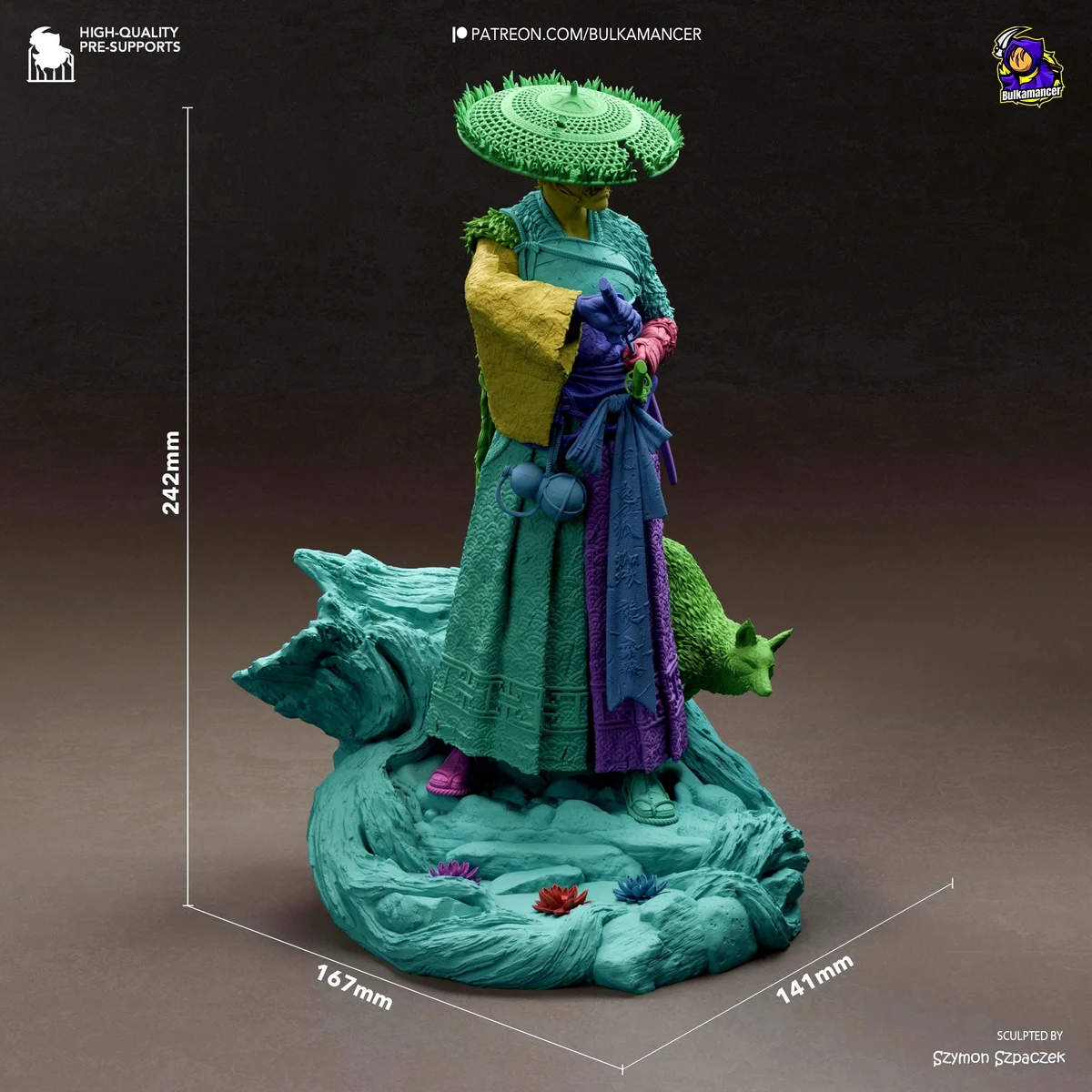 Atsu Onryo Female Samurai - Ghost of Yotei Unpainted Resin Figurine Kit - 1/8 Scale 242mm 9.5in - 3D Printed Statue Fan Art — 2/10