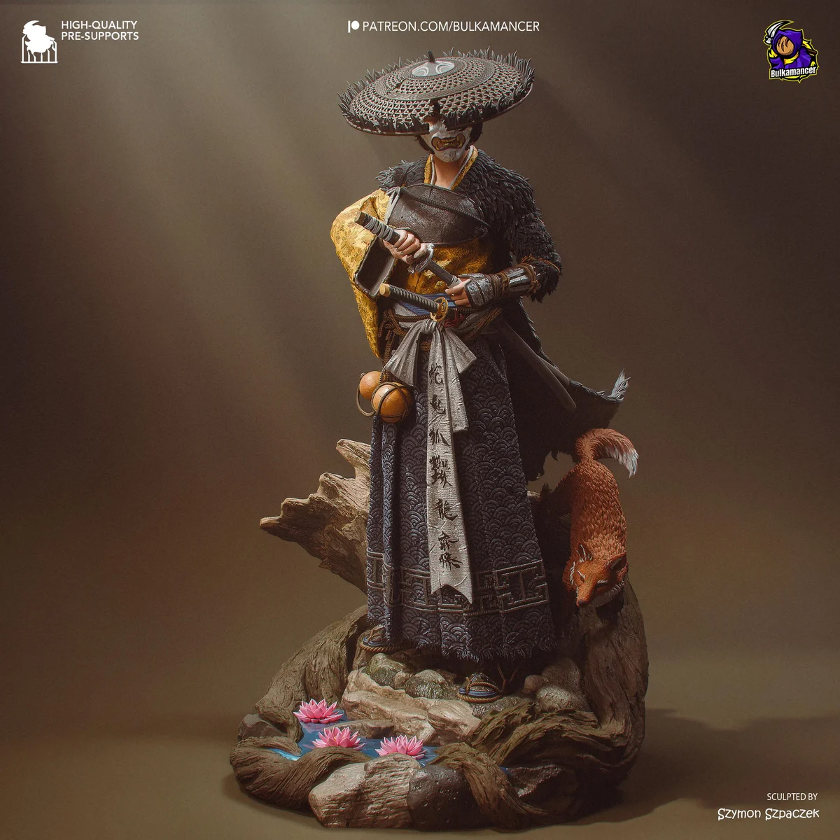 Atsu Onryo Female Samurai - Ghost of Yotei Unpainted Resin Figurine Kit - 1/8 Scale 242mm 9.5in - 3D Printed Statue Fan Art — 1/10