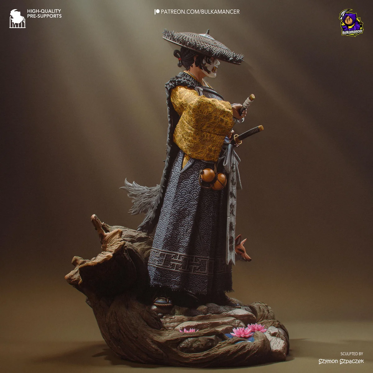 Atsu Onryo Female Samurai - Ghost of Yotei Unpainted Resin Figurine Kit - 1/8 Scale 242mm 9.5in - 3D Printed Statue Fan Art — 6/10