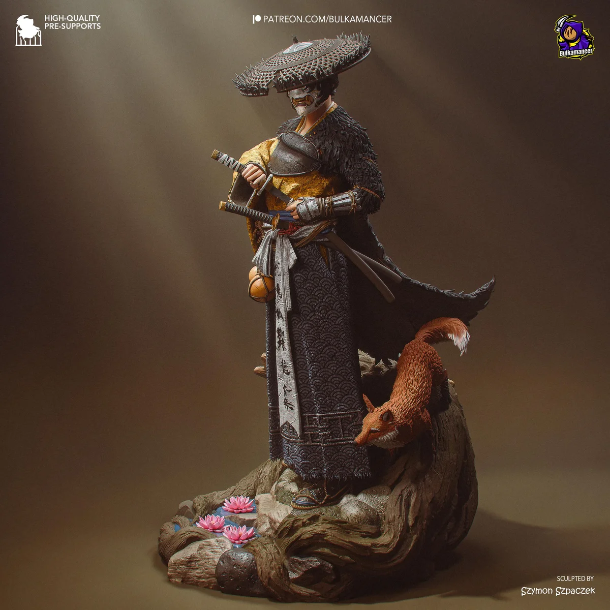 Atsu Onryo Female Samurai - Ghost of Yotei Unpainted Resin Figurine Kit - 1/8 Scale 242mm 9.5in - 3D Printed Statue Fan Art — 9/10