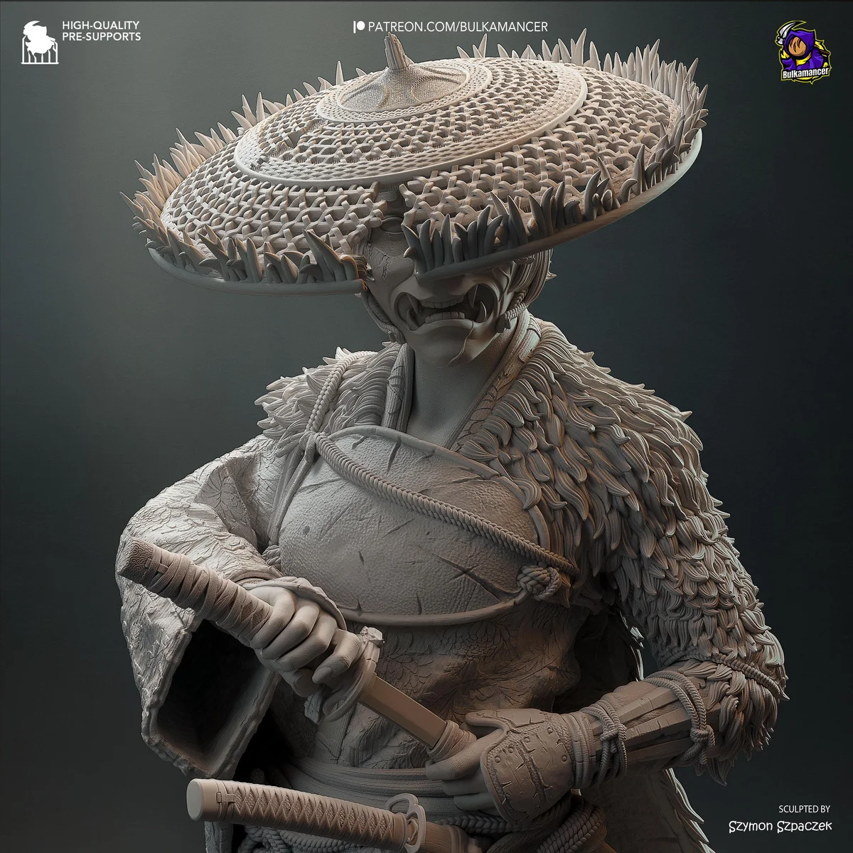 Atsu Onryo Female Samurai - Ghost of Yotei Unpainted Resin Figurine Kit - 1/8 Scale 242mm 9.5in - 3D Printed Statue Fan Art — 10/10