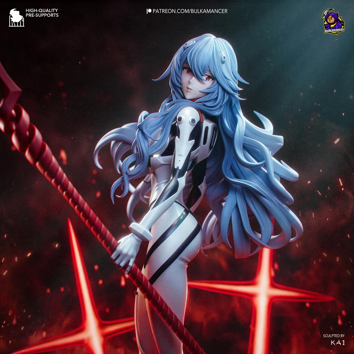 Ayanami Rei, Pilot of Unit-00 - Neon Genesis Evangelion Unpainted Resin Figurine Kit - 1/8 Scale 270mm 10.6in - 3D Printed Statue Fan Art — 4/10