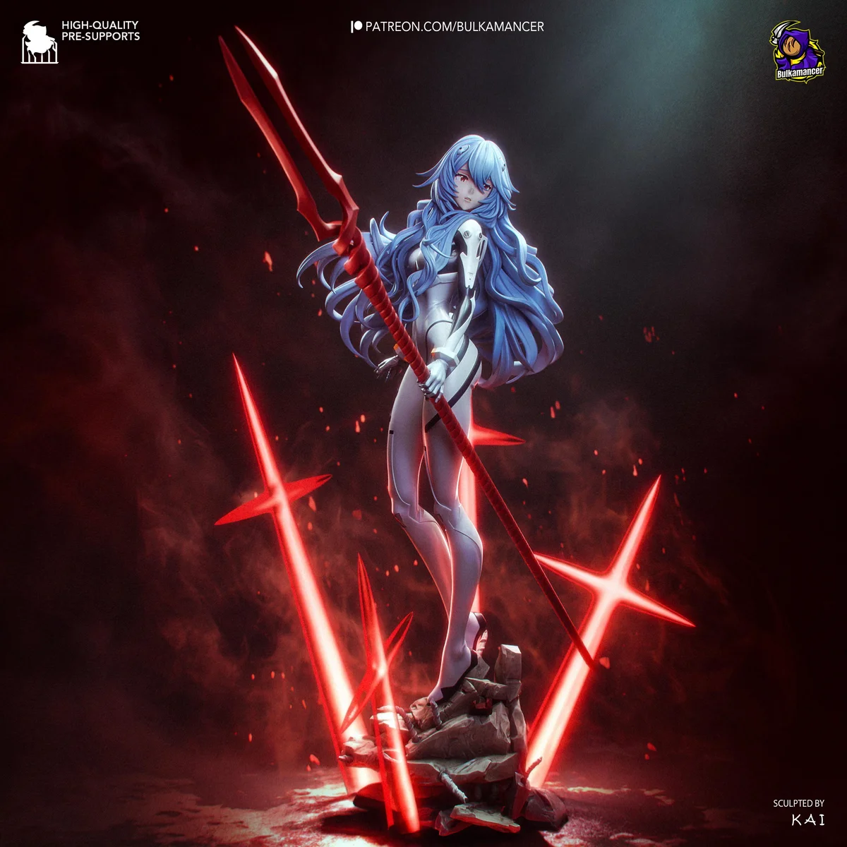 Ayanami Rei, Pilot of Unit-00 - Neon Genesis Evangelion Unpainted Resin Figurine Kit - 1/8 Scale 270mm 10.6in - 3D Printed Statue Fan Art — 5/10