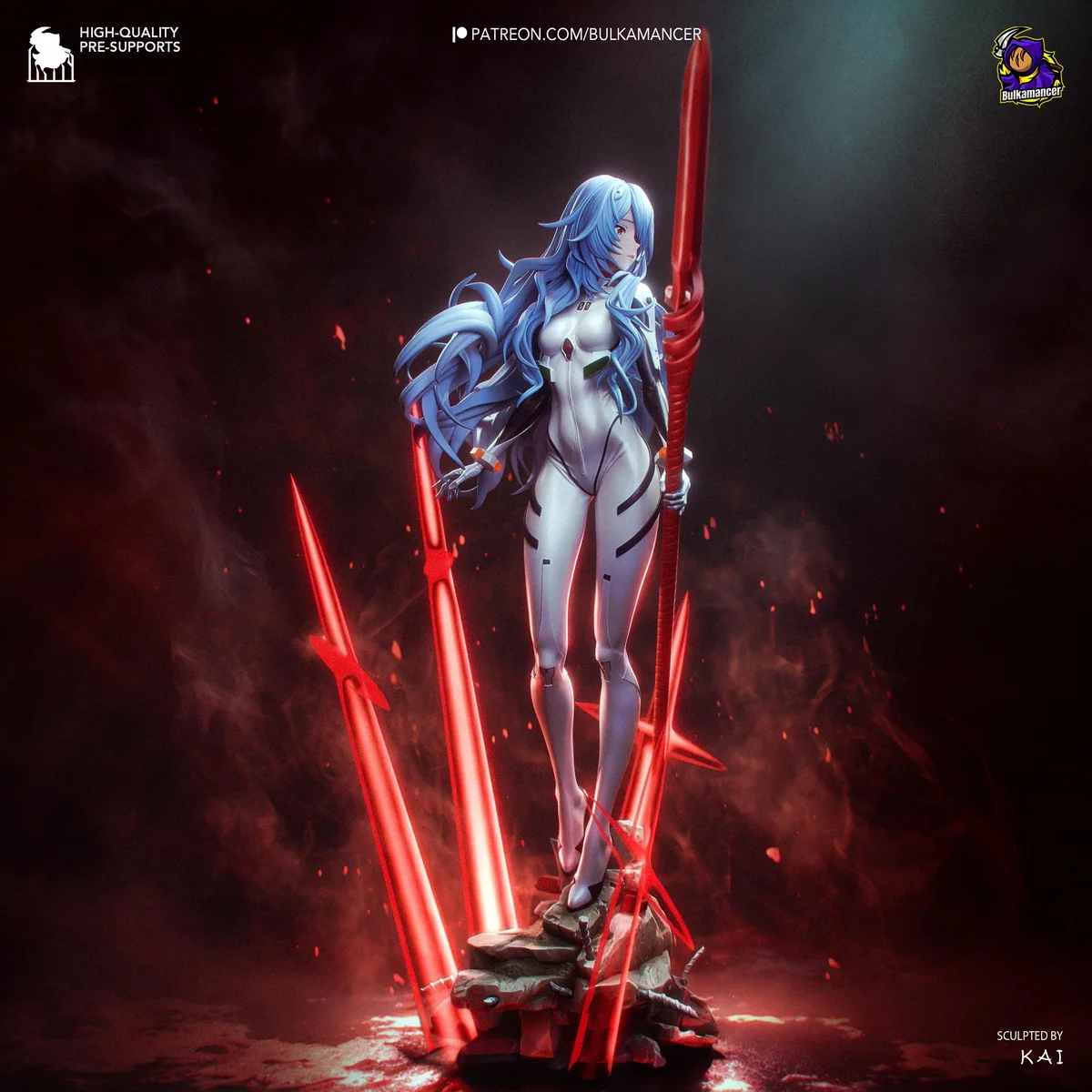 Ayanami Rei, Pilot of Unit-00 - Neon Genesis Evangelion Unpainted Resin Figurine Kit - 1/8 Scale 270mm 10.6in - 3D Printed Statue Fan Art — 6/10