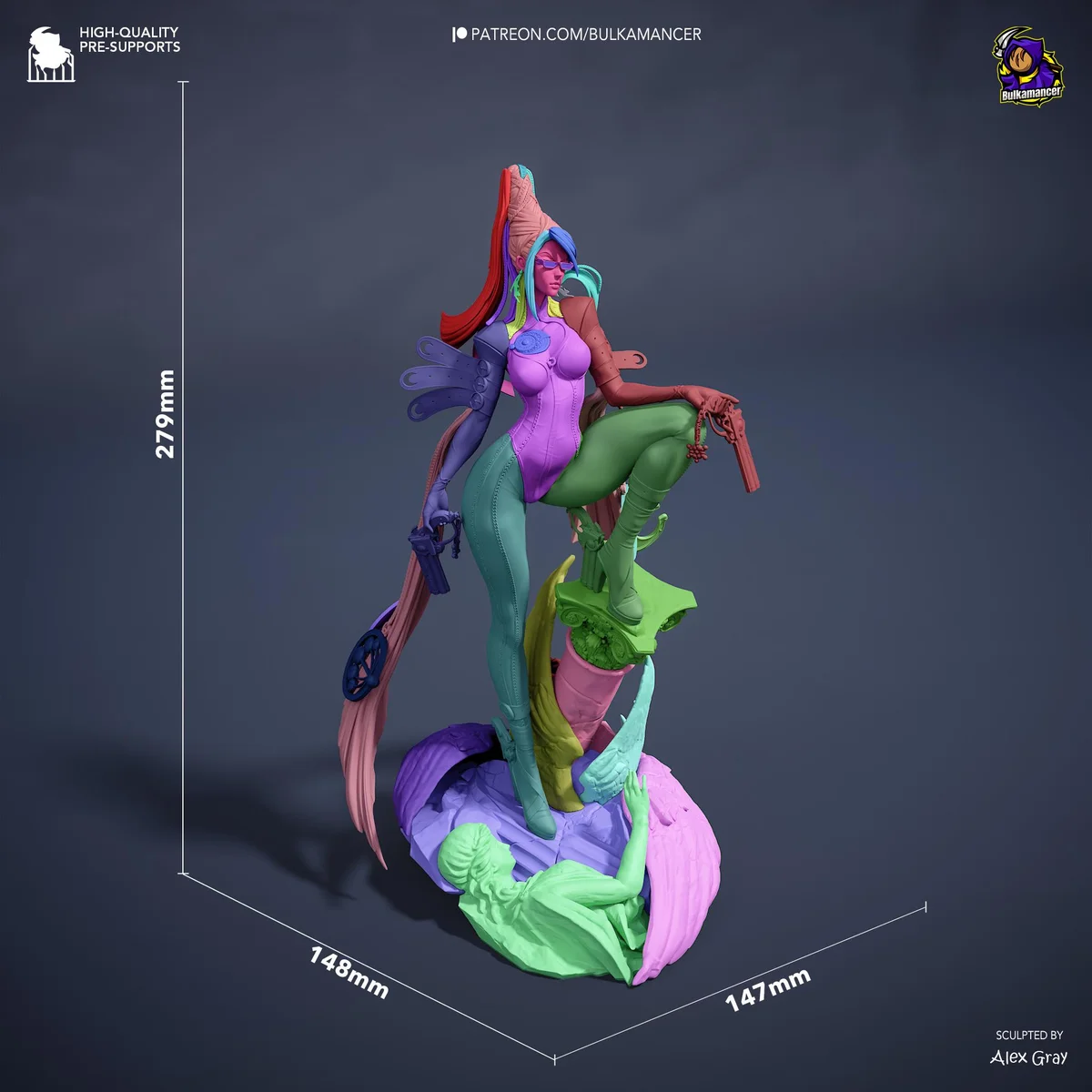 Bayonetta Umbra Witch Cereza - Stylish Action Unpainted Resin Figurine Kit - 1/8 Scale 315mm 12.4in - 3D Printed Statue Fan Art — 3/10