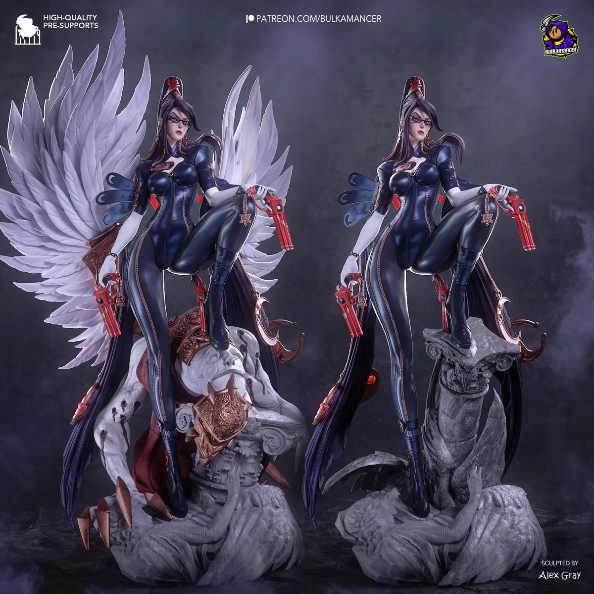 Bayonetta Umbra Witch Cereza - Stylish Action Unpainted Resin Figurine Kit - 1/8 Scale 315mm 12.4in - 3D Printed Statue Fan Art — 5/10