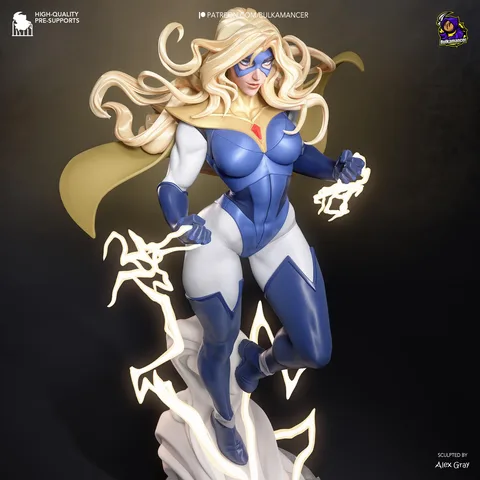 Blonde Blazer Superhero - Dispatch Game Unpainted Resin Figurine Kit - 1/8 Scale 286mm 11.3in - 3D Printed Statue Fan Art