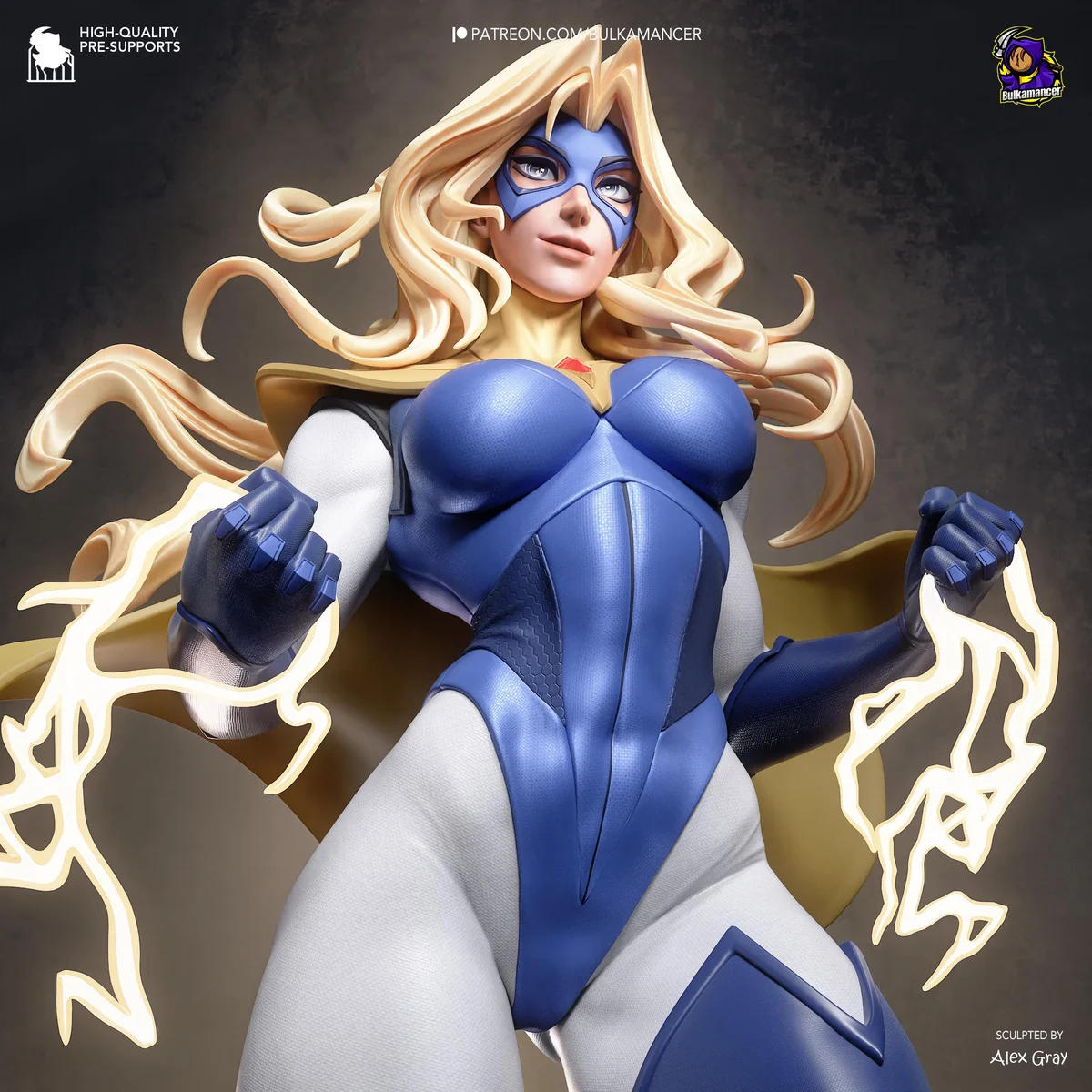 Blonde Blazer Superhero - Dispatch Game Unpainted Resin Figurine Kit - 1/8 Scale 286mm 11.3in - 3D Printed Statue Fan Art — 7/10