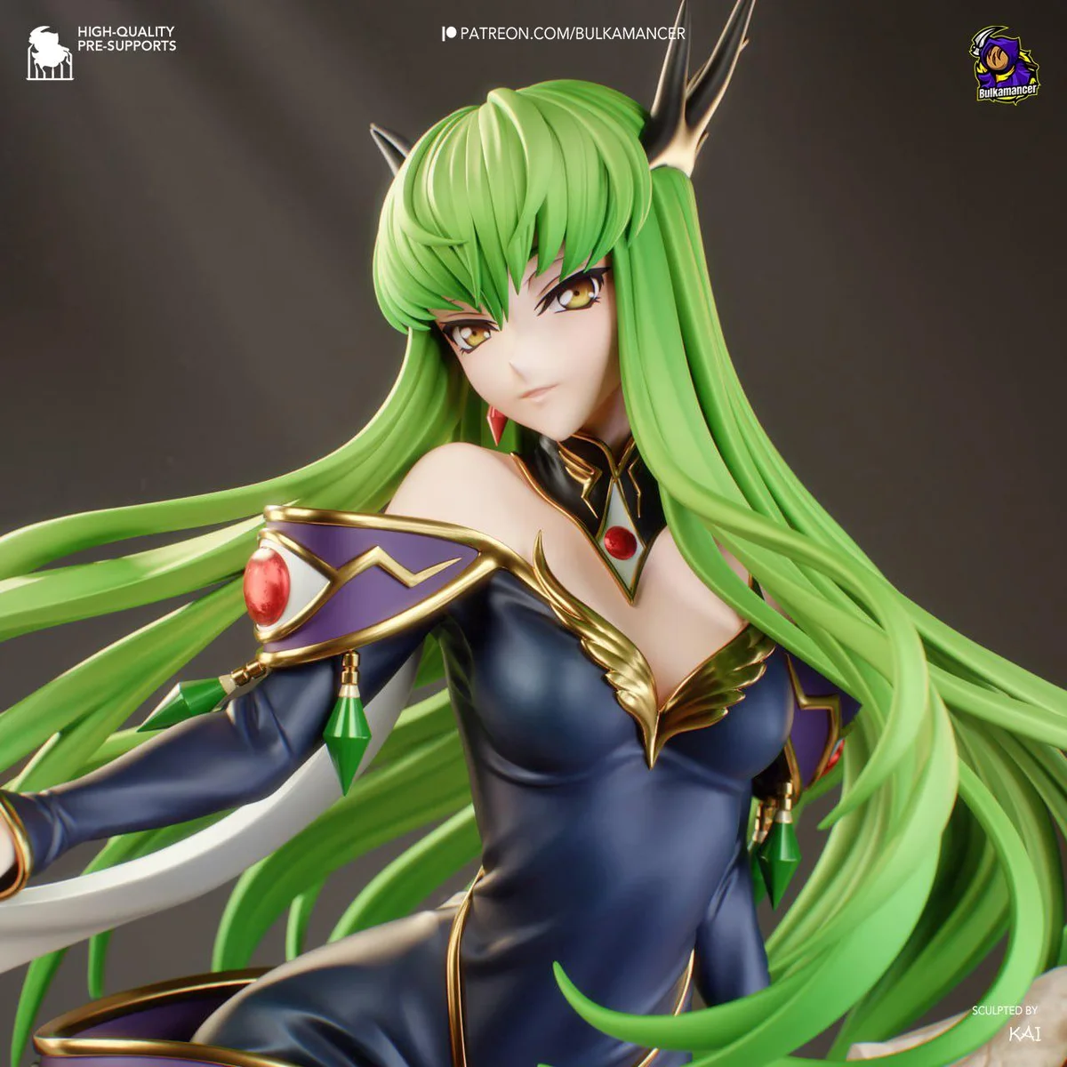 C.C. Immortal Witch - Code Geass Unpainted Resin Figurine Kit - 1/8 Scale 254mm 10.0in - 3D Printed Statue Fan Art — 4/10