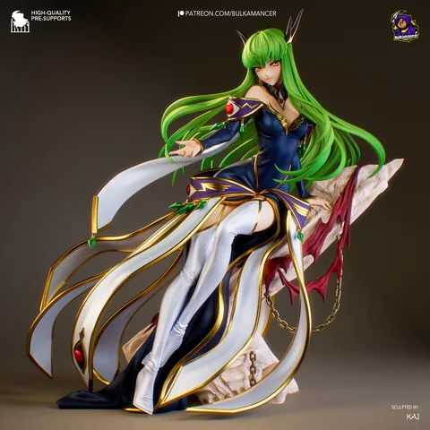 C.C. Immortal Witch - Code Geass Unpainted Resin Figurine Kit - 1/8 Scale 254mm 10.0in - 3D Printed Statue Fan Art