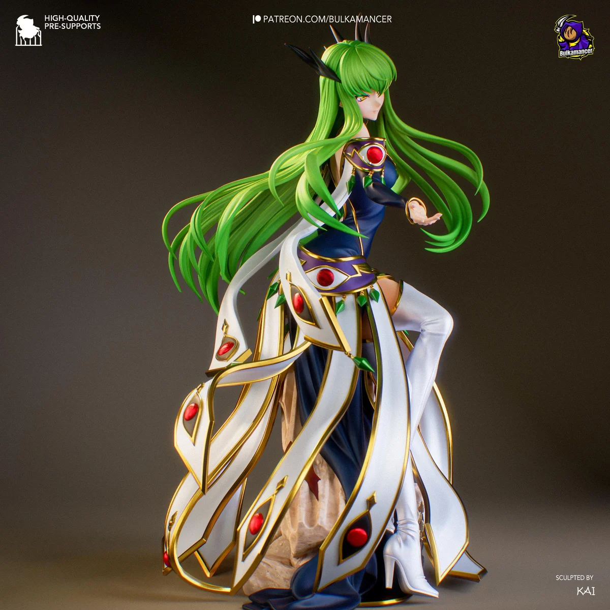 C.C. Immortal Witch - Code Geass Unpainted Resin Figurine Kit - 1/8 Scale 254mm 10.0in - 3D Printed Statue Fan Art — 5/10