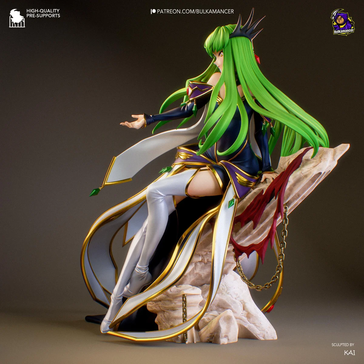 C.C. Immortal Witch - Code Geass Unpainted Resin Figurine Kit - 1/8 Scale 254mm 10.0in - 3D Printed Statue Fan Art — 7/10