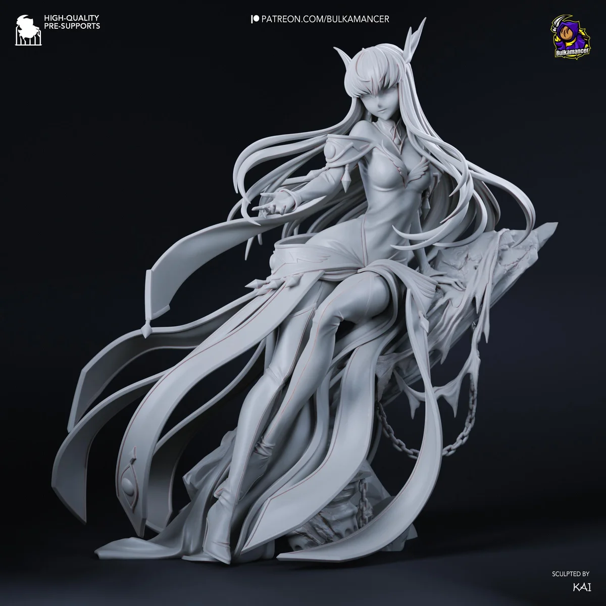 C.C. Immortal Witch - Code Geass Unpainted Resin Figurine Kit - 1/8 Scale 254mm 10.0in - 3D Printed Statue Fan Art — 8/10
