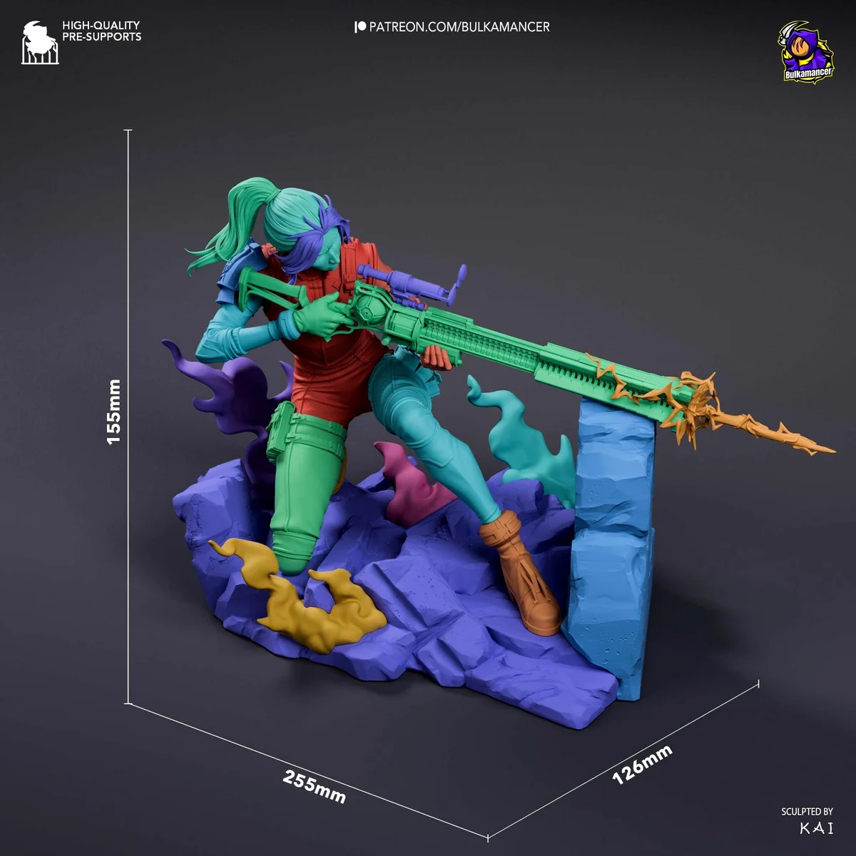 Caitlyn Sheriff of Piltover Hextech Sniper - Arcane League of Legends Netflix Unpainted Resin Figurine Kit - 1/10 Scale 155mm 6.1in - Statue — 2/10