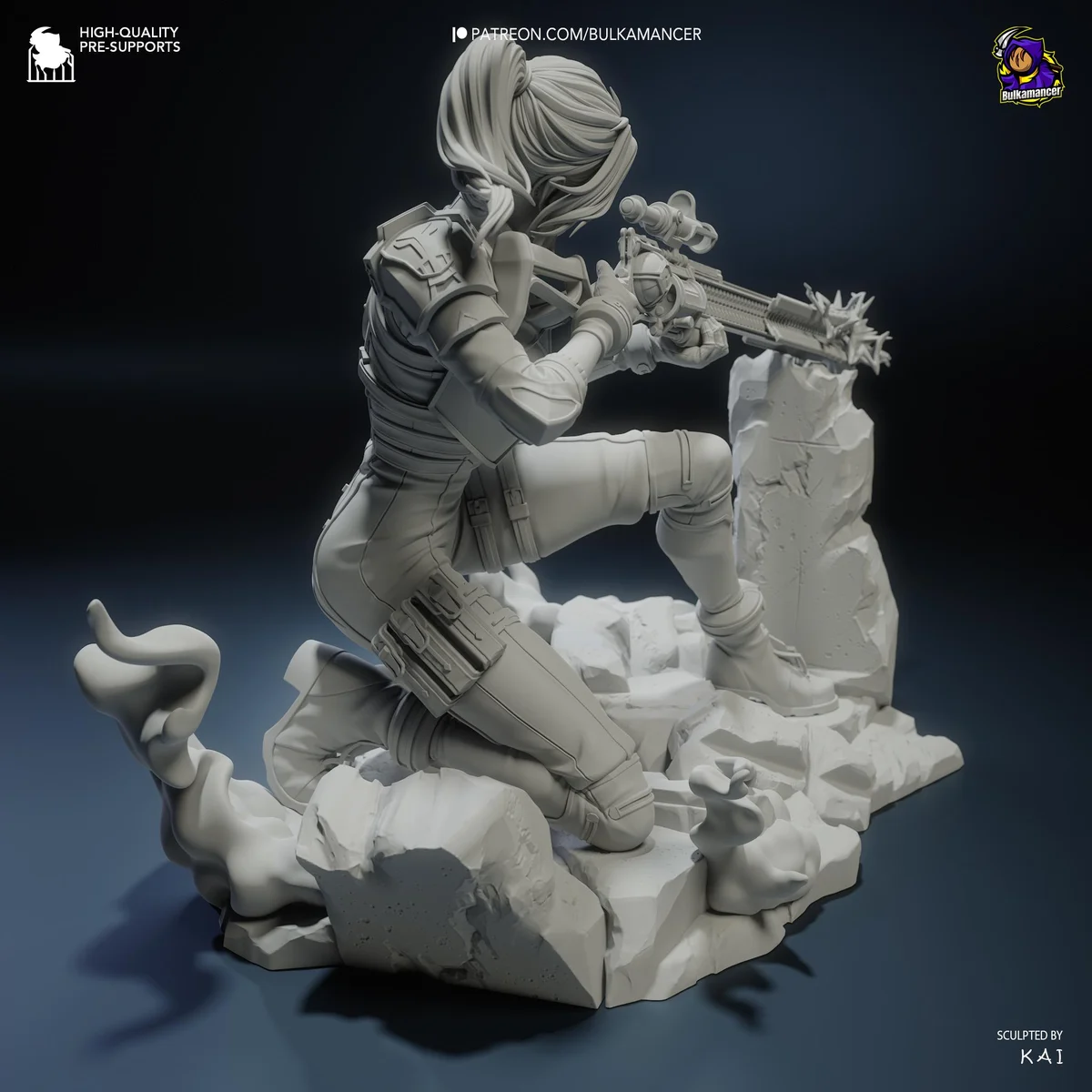 Caitlyn Sheriff of Piltover Hextech Sniper - Arcane League of Legends Netflix Unpainted Resin Figurine Kit - 1/10 Scale 155mm 6.1in - Statue — 4/10