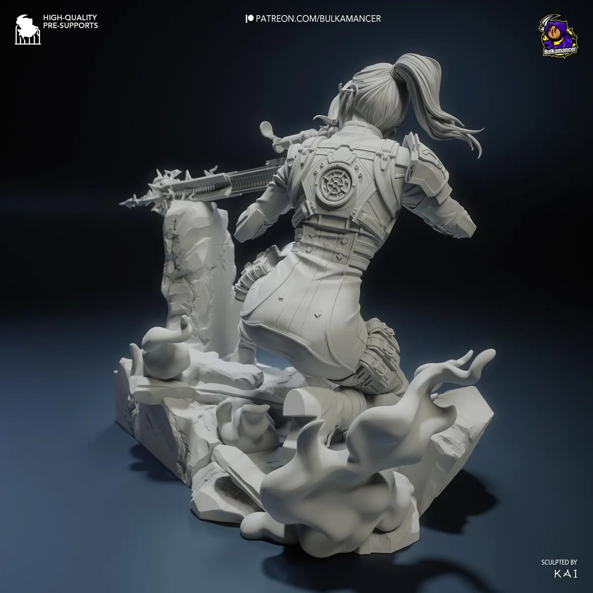 Caitlyn Sheriff of Piltover Hextech Sniper - Arcane League of Legends Netflix Unpainted Resin Figurine Kit - 1/10 Scale 155mm 6.1in - Statue — 5/10