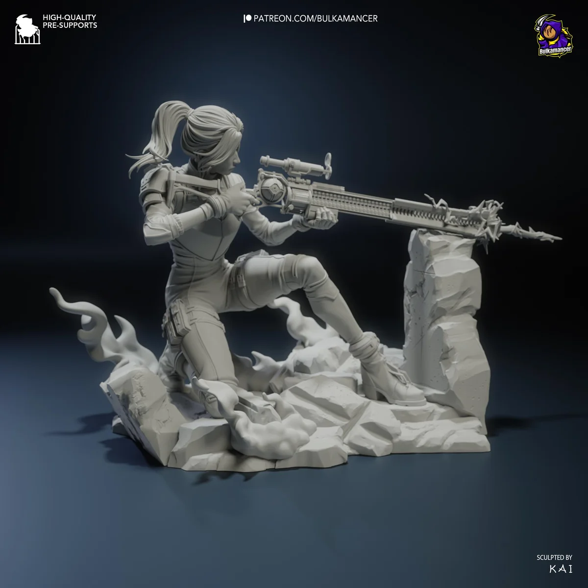 Caitlyn Sheriff of Piltover Hextech Sniper - Arcane League of Legends Netflix Unpainted Resin Figurine Kit - 1/10 Scale 155mm 6.1in - Statue — 1/10
