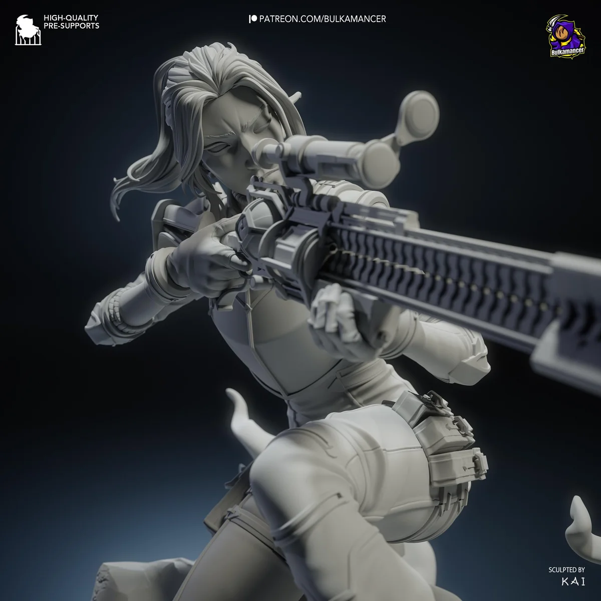 Caitlyn Sheriff of Piltover Hextech Sniper - Arcane League of Legends Netflix Unpainted Resin Figurine Kit - 1/10 Scale 155mm 6.1in - Statue — 7/10
