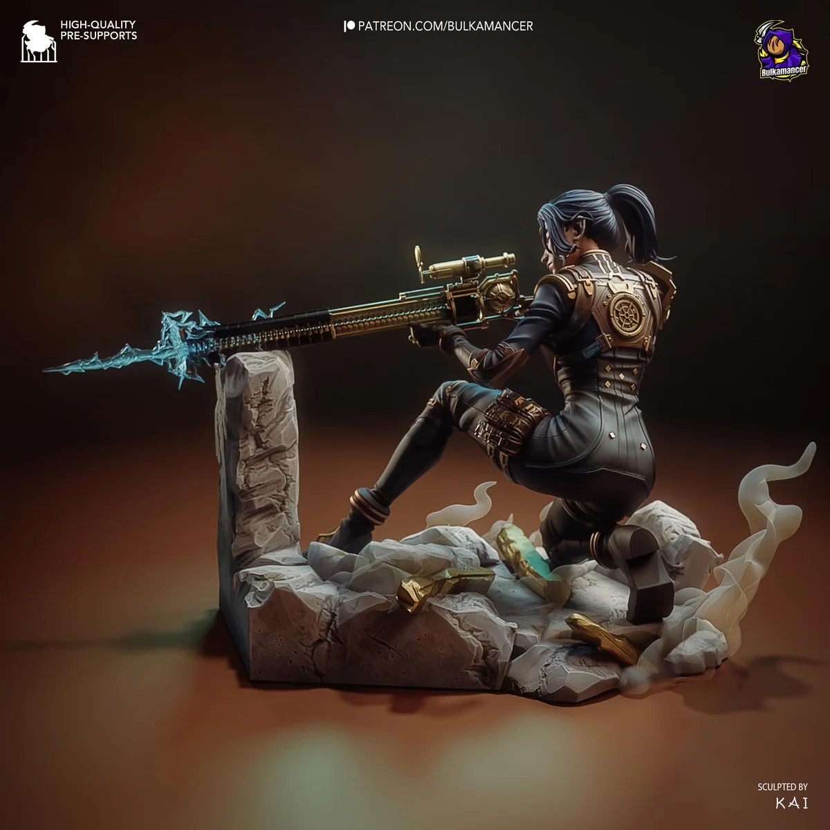 Caitlyn Sheriff of Piltover Hextech Sniper - Arcane League of Legends Netflix Unpainted Resin Figurine Kit - 1/10 Scale 155mm 6.1in - Statue — 8/10