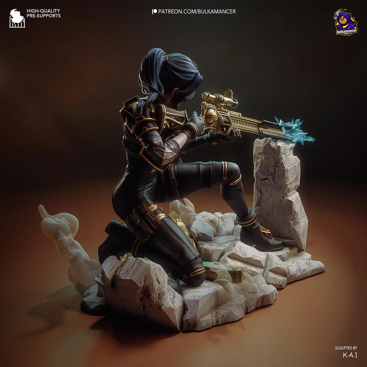 Caitlyn Sheriff of Piltover Hextech Sniper - Arcane League of Legends Netflix Unpainted Resin Figurine Kit - 1/10 Scale 155mm 6.1in - Statue — 9/10