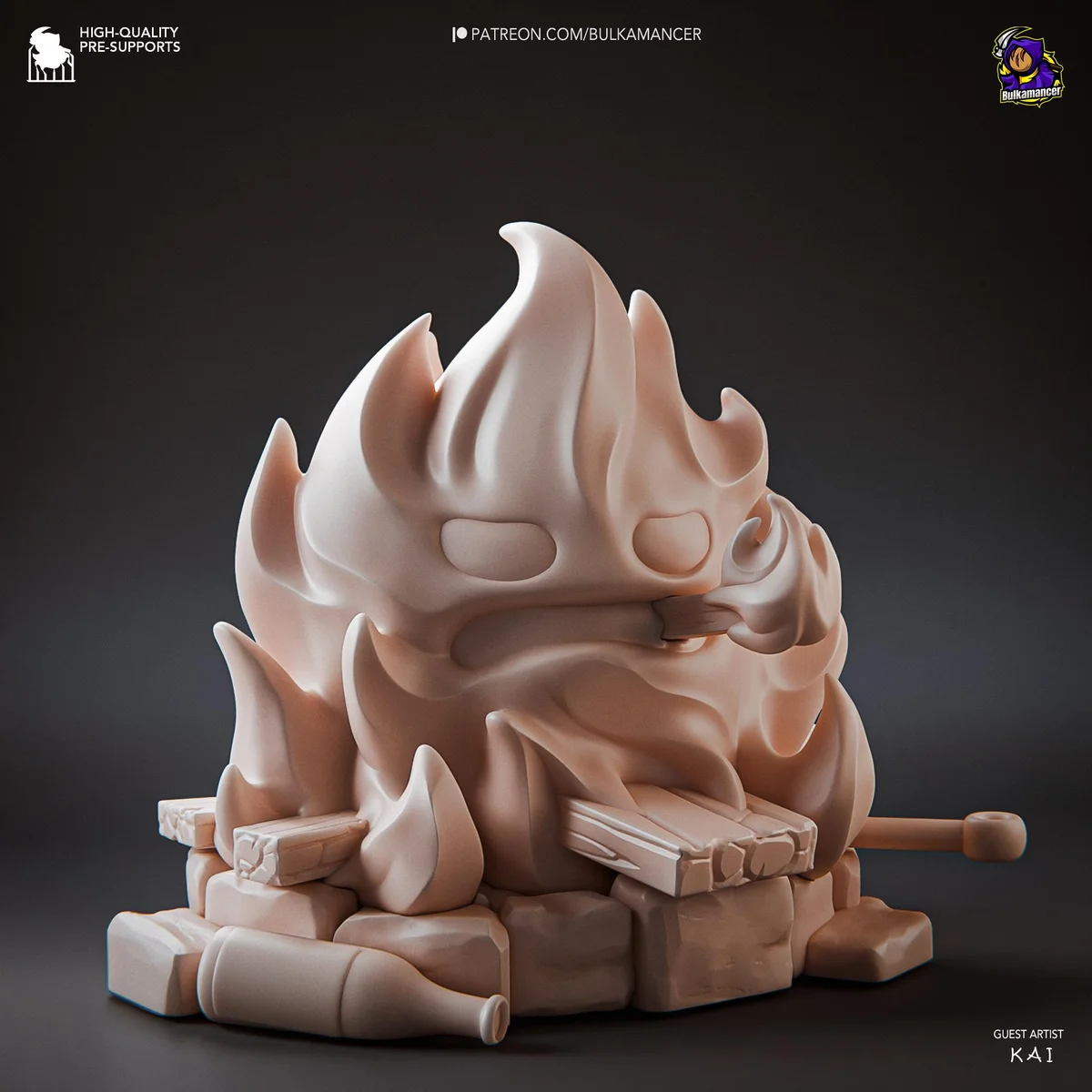 Calcifer Chibi Fire Demon - Howl's Moving Castle Ghibli Unpainted Resin Chibi Figurine - 1/8 Scale 70mm 2.8in - 3D Printed Mini Statue — 4/8