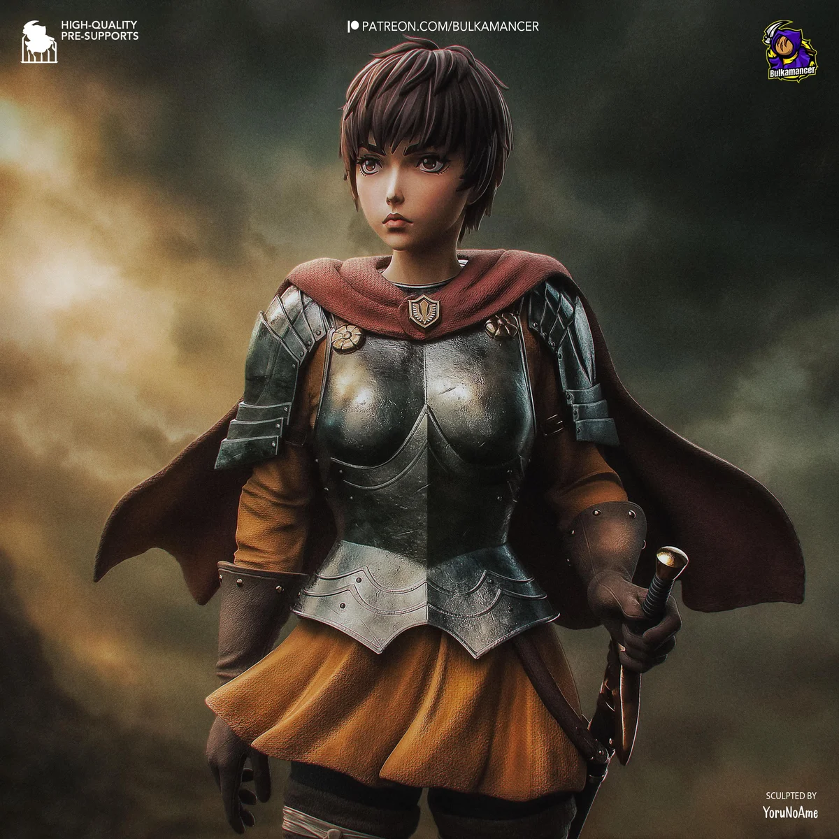Casca Knight of the Hawks - Berserk Golden Age Arc Unpainted Resin Figurine Kit - 1/8 Scale 243mm 9.6in - 3D Printed Statue Fan Art — 4/10