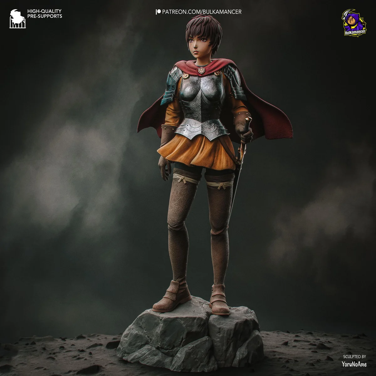 Casca Knight of the Hawks - Berserk Golden Age Arc Unpainted Resin Figurine Kit - 1/8 Scale 243mm 9.6in - 3D Printed Statue Fan Art — 1/10
