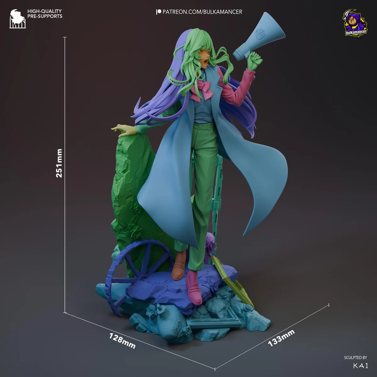 Chando Vocaloid Fan Art - Ado Utaite Japanese Singer Unpainted Resin Figurine Kit - 1/8 Scale 251mm 9.9in - 3D Printed Statue Fan Art — 2/10